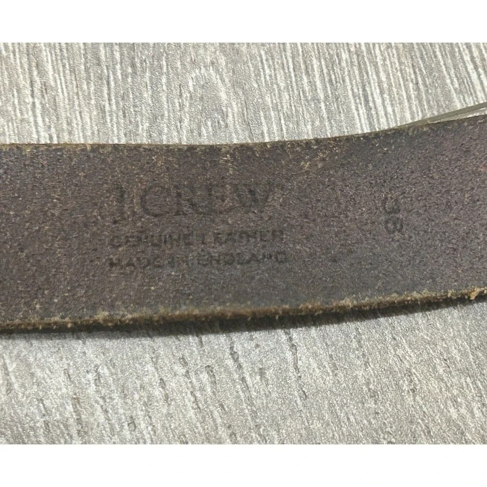 J CREW Mens Genuine Leather Belt  Brown Silver Buckle Size 38 Made In England